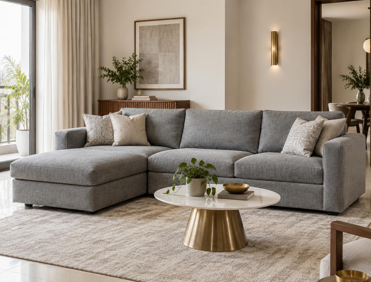 Comfortable custom grey sofa made to fit a modern home